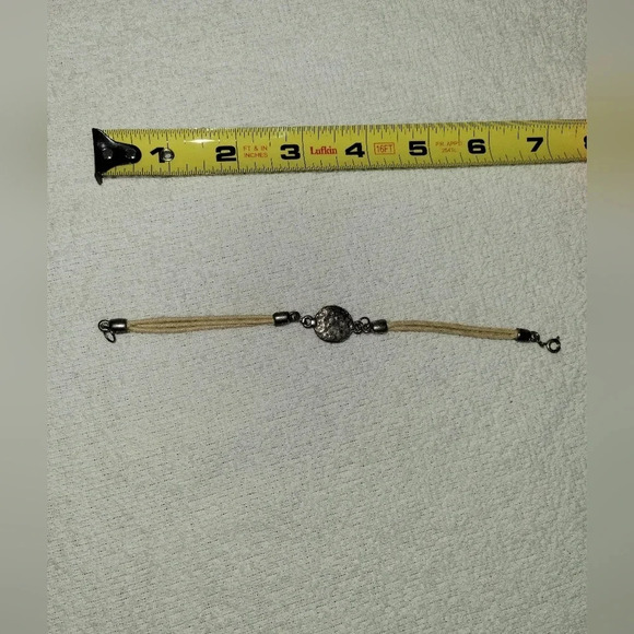 Vintage Fashion Bracelet Flower Metal  and cord - Picture 5 of 6